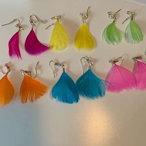 rainbow feather earring pack